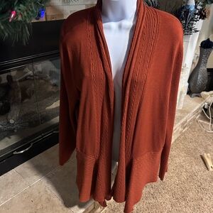 CJ Banks Terracotta Open Front Cardigan